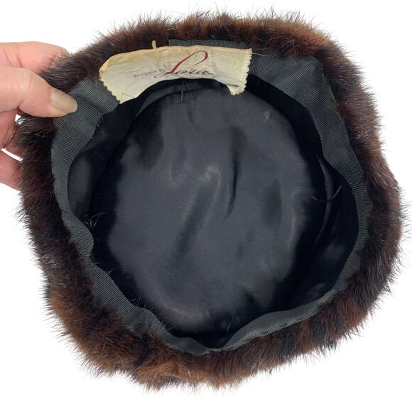 Vintage Mink Fur Pill Box Hat Union Made USA Designed By Lora Womens OSFM - Picture 4 of 8